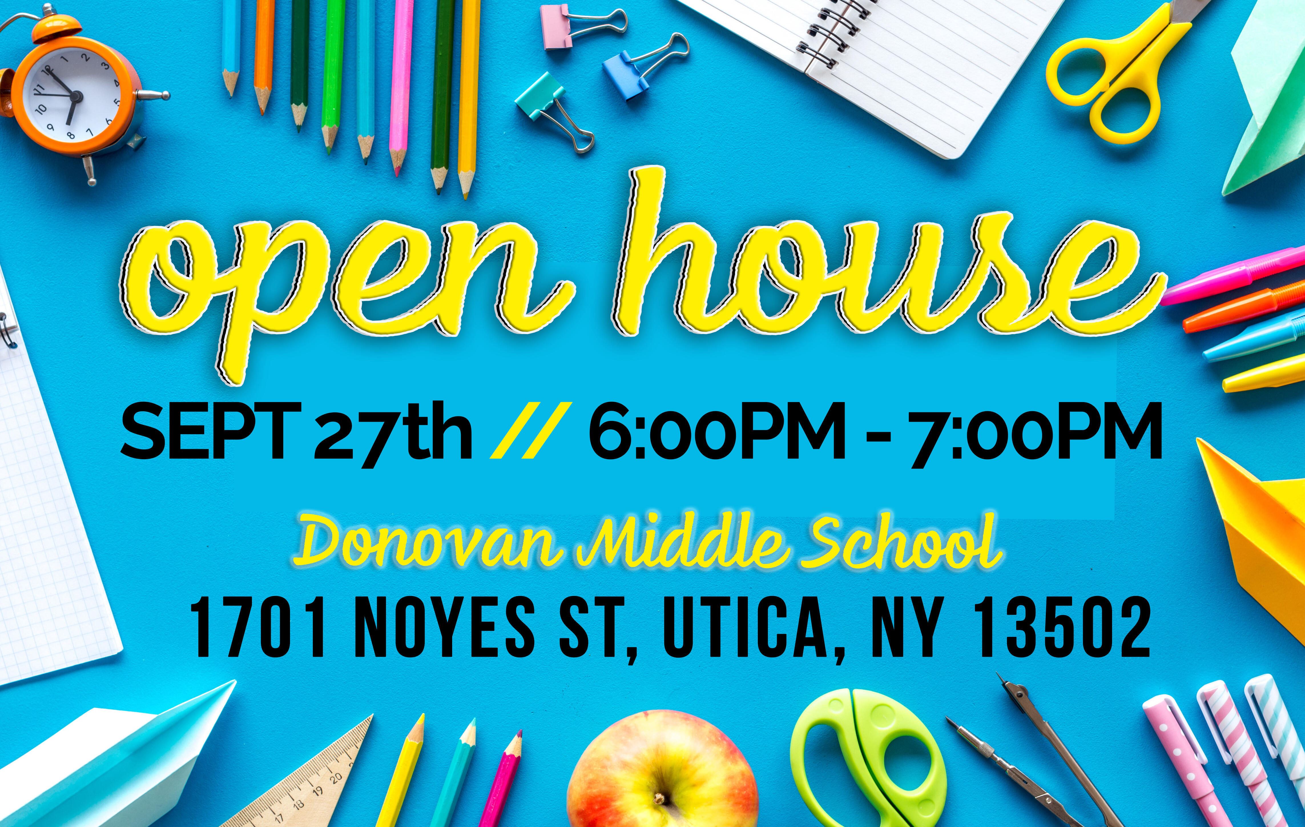 Open House Dononvan Middle School - 27 Séptémber di 6-7pm